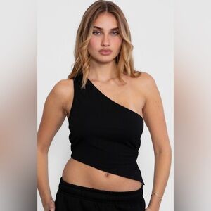 One Shoulder Asymmetrical Top Black